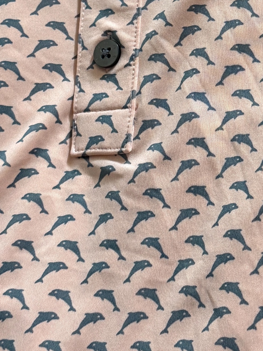 FootJoy Peach-Pink Mini Print of Dolphins Polo Shirt - Picture 4 of 5